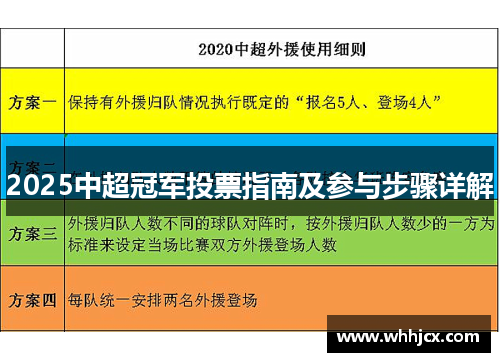 2025中超冠军投票指南及参与步骤详解